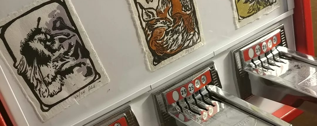 artist print vending machine feature at Tinkertopia